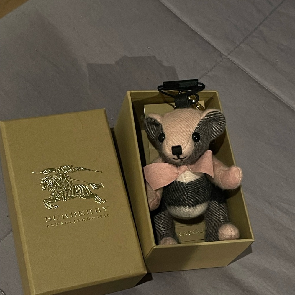 Burberry Cashmere Black and Pink Thomas Teddy Bear Keychain